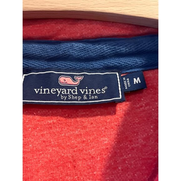 Vineyard Vines Mens Red & Navy Half-Zip Pullover Sweater M Cotton Blend - Picture 5 of 7